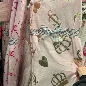 Juicy Couture Pink and Gold Blanket